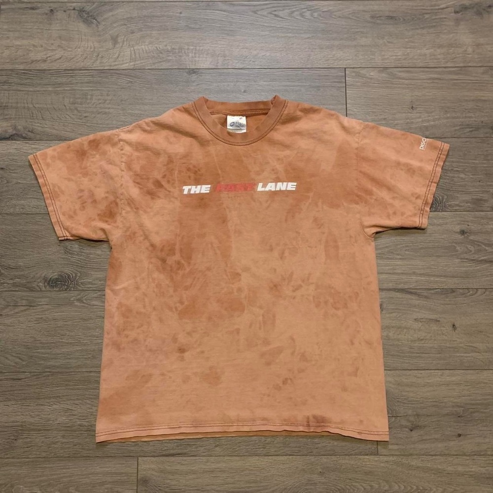 Custom Bleach Size Large The Fast Lane Graphic Print T-Shirt.